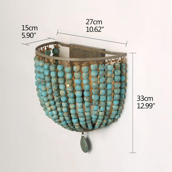 Applique Rétro Perles Bois | Rigo - Designix Applique Murale Bleu