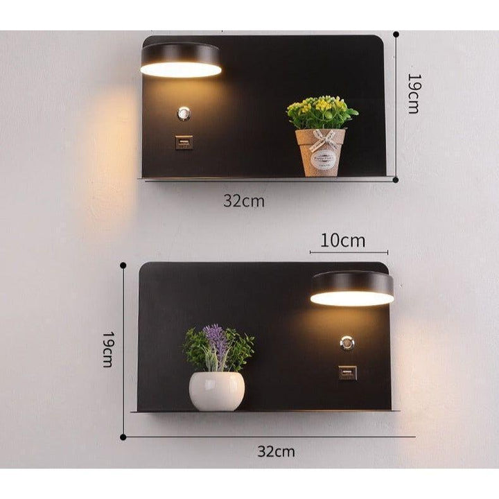 Appliques LED USB Charge | Brio - Designix Applique Murale Duo Noir Variable