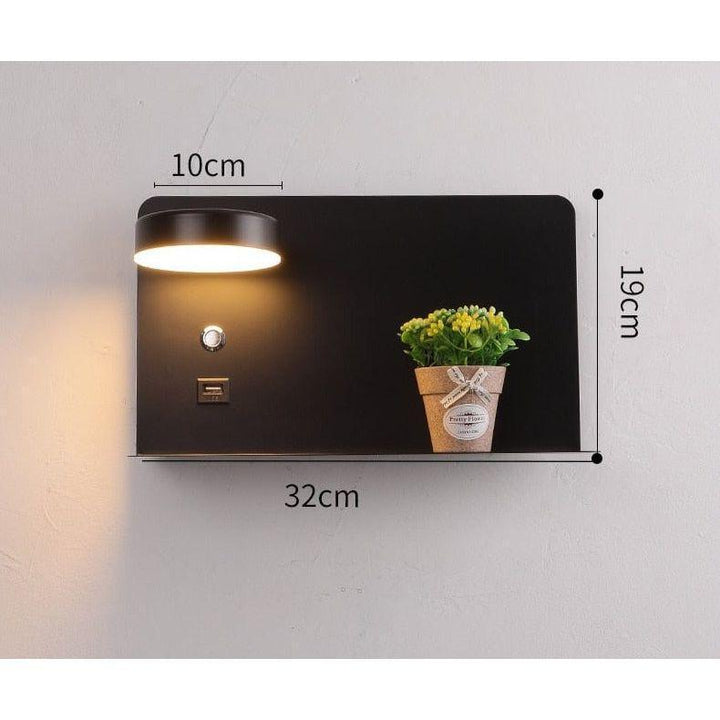Appliques LED USB Charge | Brio - Designix Applique Murale Noir | 32x19cm Gauche Variable