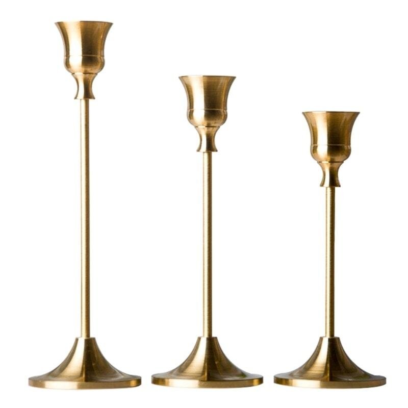 Bougeoir 3 Pièces | Lumière d'Or - Designix Bougeoirs Bronze