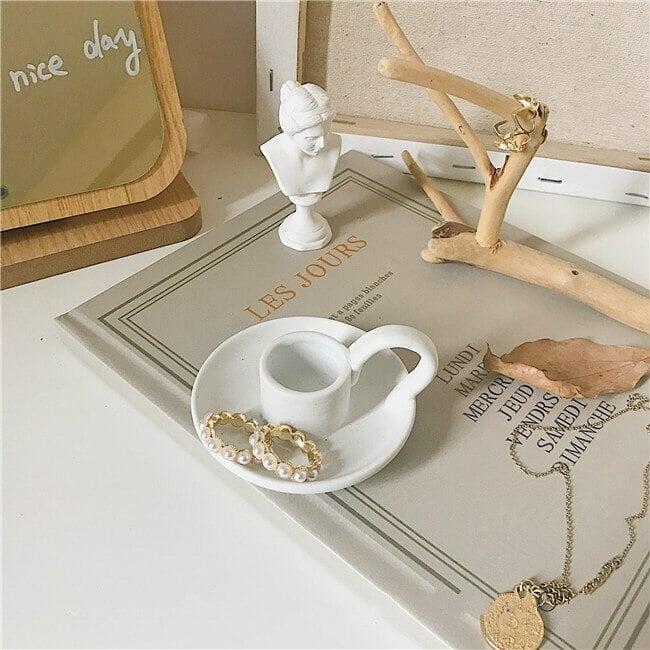 Bougeoir à Main | Rustique - Designix Bougeoirs 3 x 7.5 cm | Beige