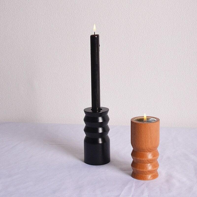 Bougeoir Bois | Étincelle d'Ambiance - Designix Bougeoirs 10.5 x 5.5 cm | Blanc