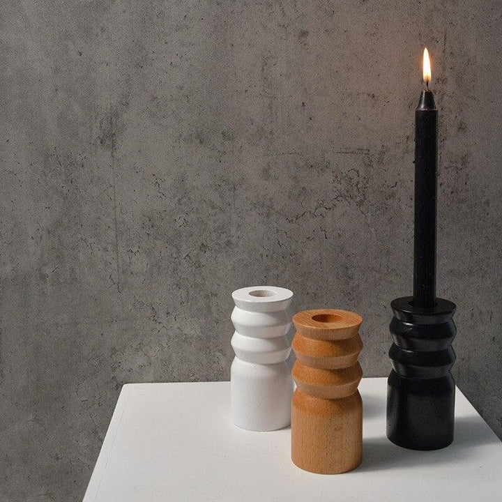 Bougeoir Bois | Étincelle d'Ambiance - Designix Bougeoirs 10.5 x 5.5 cm | Blanc