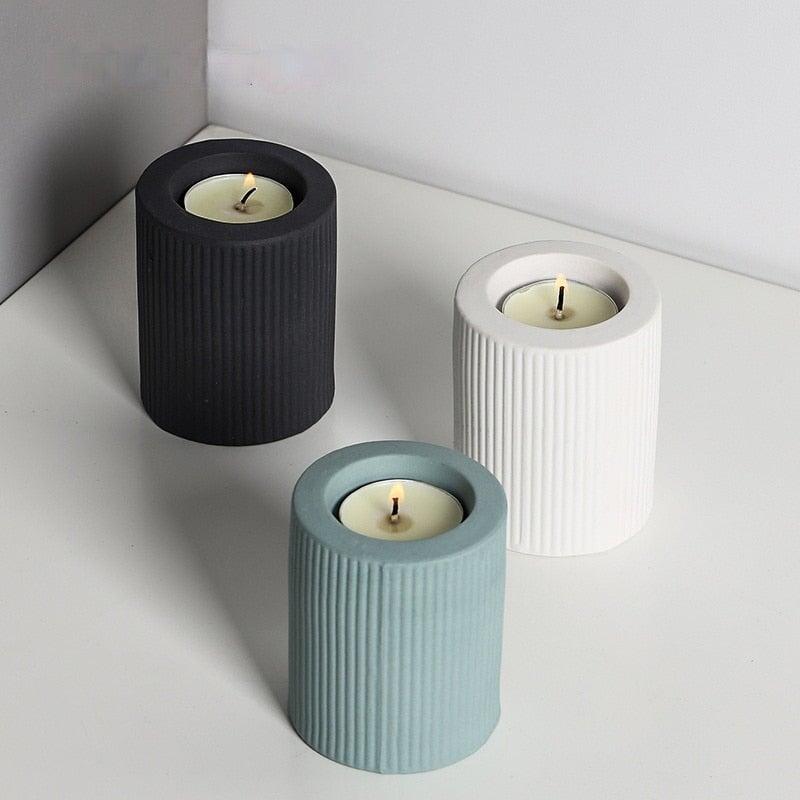 Bougeoir Rayé | Flamme d'Art - Designix Bougeoirs Blanc