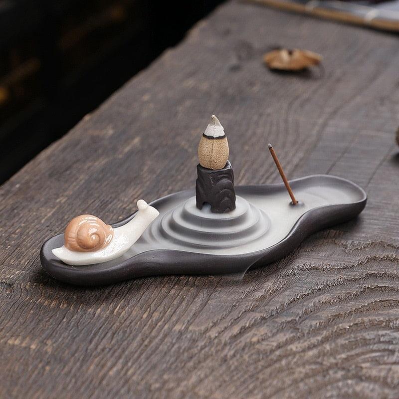 Brûleur d'Encens Escargot | Cœur Boisé - Designix Porte encens