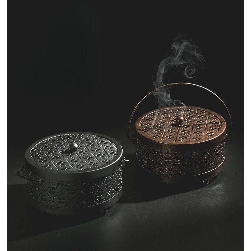 Brûleur d'Encens Oriental | Zen Sculpté - Designix Porte encens Bronze | 13.5 x 14 cm