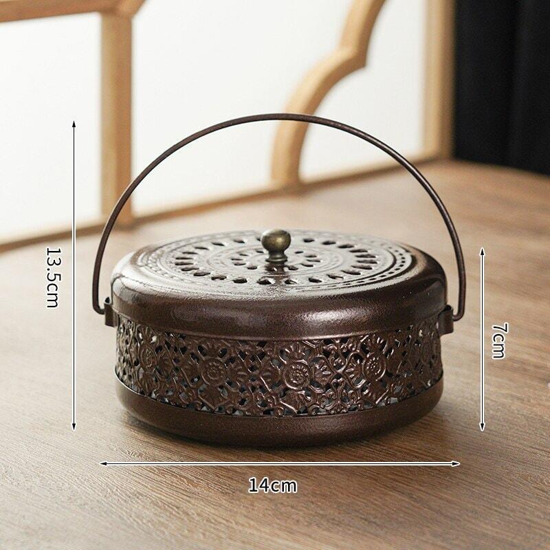 Brûleur d'Encens Oriental | Zen Sculpté - Designix Porte encens Bronze | 13.5 x 14 cm