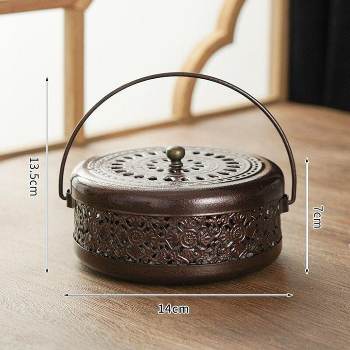 Brûleur d'Encens Oriental | Zen Sculpté - Designix Porte encens Bronze | 13.5 x 14 cm