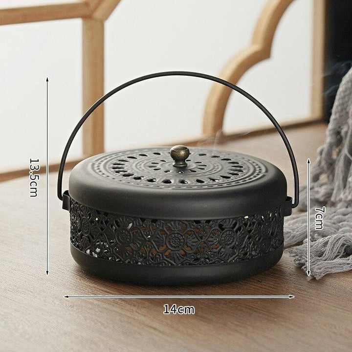 Brûleur d'Encens Oriental | Zen Sculpté - Designix Porte encens Noir | 13.5 x 14 cm