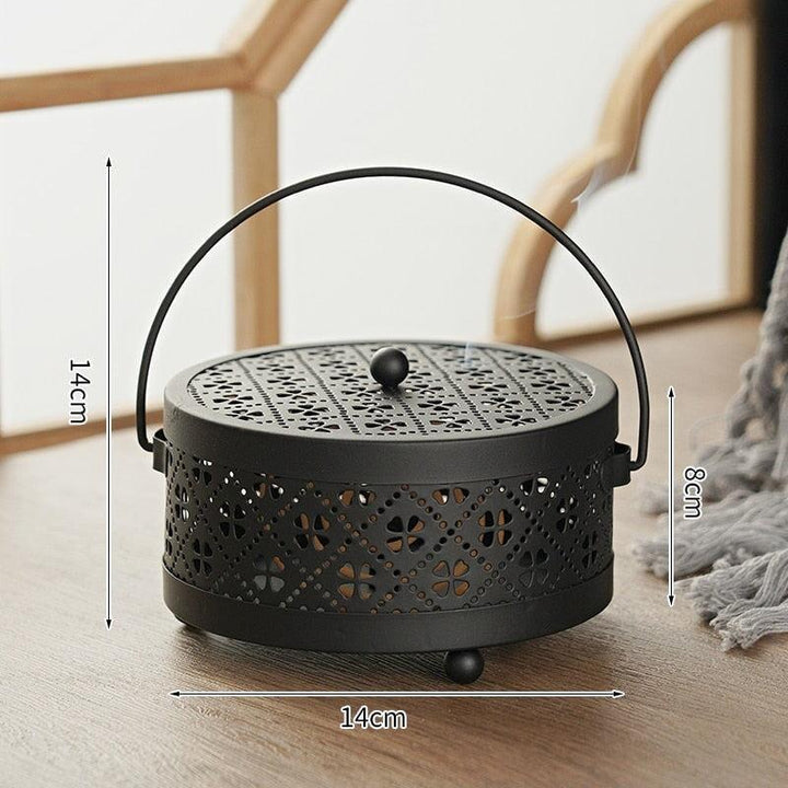 Brûleur d'Encens Oriental | Zen Sculpté - Designix Porte encens Noir | 14 x 14cm