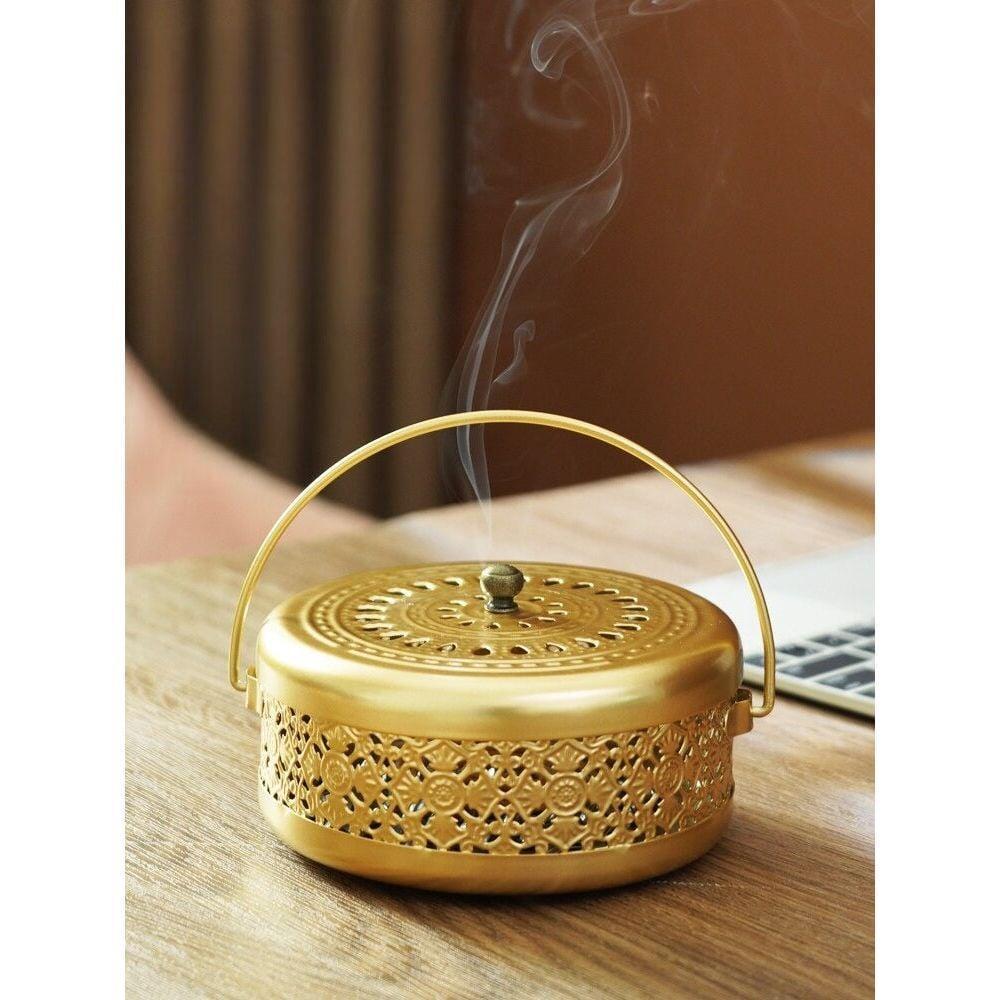 Brûleur d'Encens Oriental | Zen Sculpté - Designix Porte encens Noir | 14 x 14cm