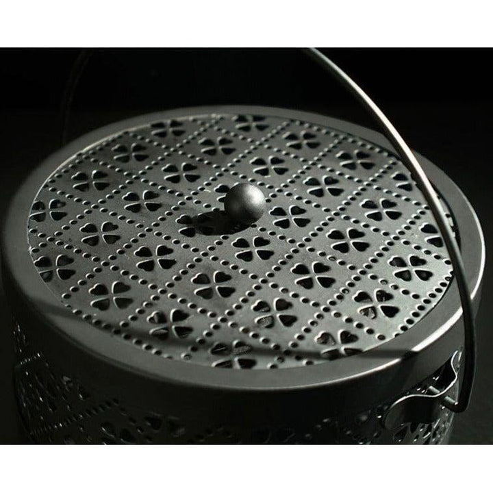 Brûleur d'Encens Oriental | Zen Sculpté - Designix Porte encens Noir | 14 x 14cm