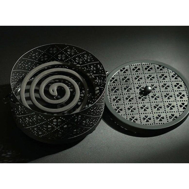 Brûleur d'Encens Oriental | Zen Sculpté - Designix Porte encens Noir | 14 x 14cm