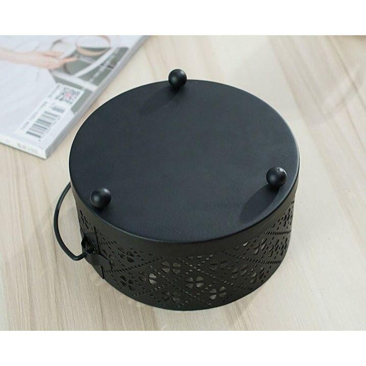 Brûleur d'Encens Oriental | Zen Sculpté - Designix Porte encens Noir | 14 x 14cm