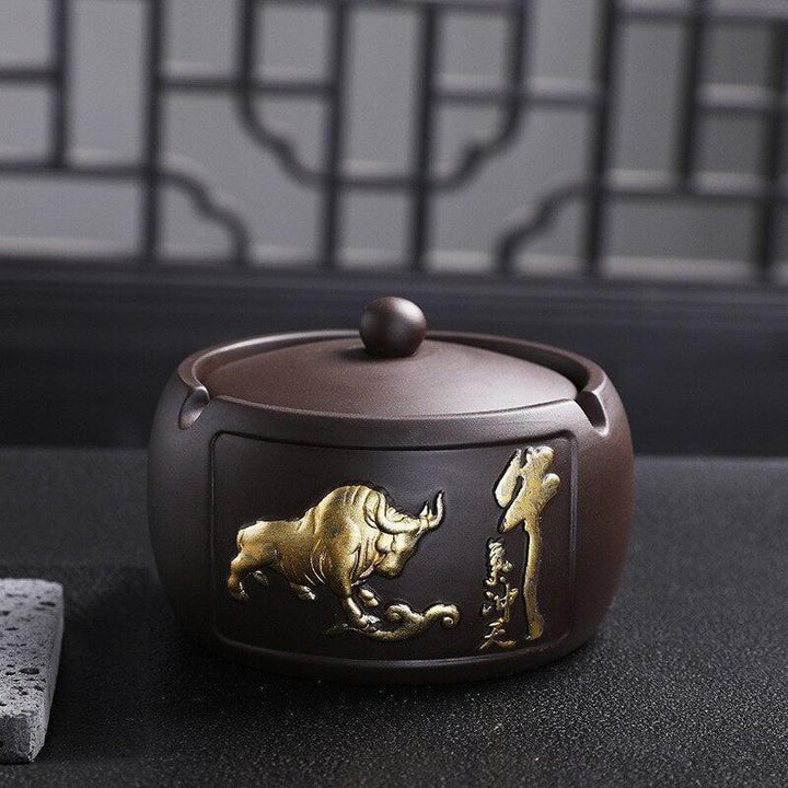 Cendrier Taureau | Enigma - Designix Cendrier Rond Doré