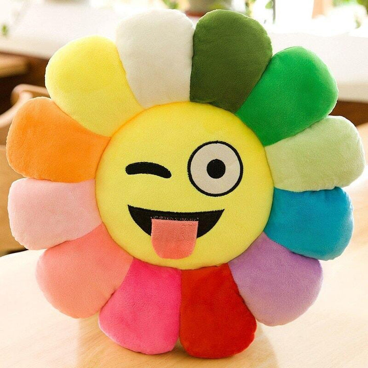 Coussin fleurs smiley | Soleil d'été - Designix Coussin Diamètre 38cm Smiley Bisou Cœur