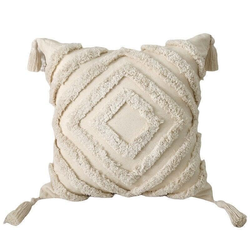 Coussin pompon Boho | Velours Étoilé - Designix Coussin Diamand