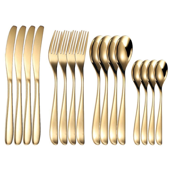 Couverts de Luxe 16 Pièces | Équilibre - Designix Couverts de table Or