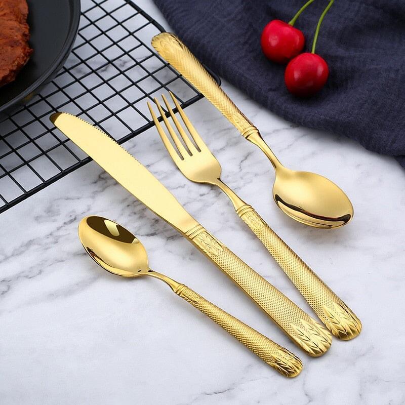 Couverts Manche Rond | Élancia - Designix Couverts de table 16 Couverts | Argent