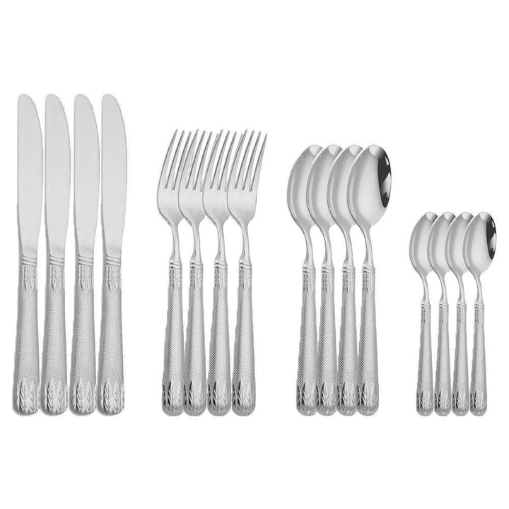 Couverts Manche Rond | Élancia - Designix Couverts de table 16 Couverts | Argent