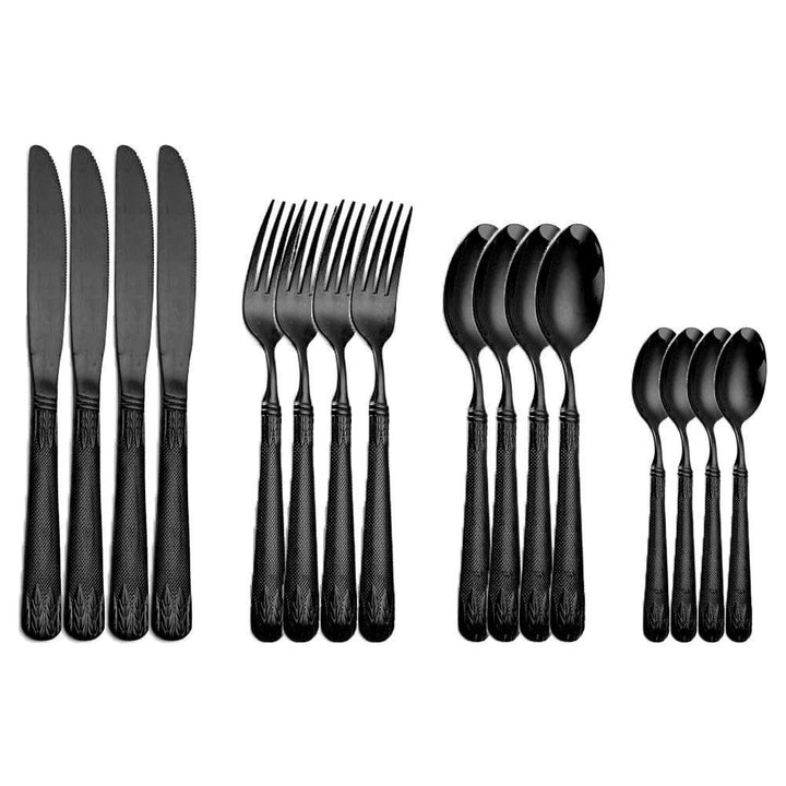 Couverts Manche Rond | Élancia - Designix Couverts de table 16 Couverts | Noir