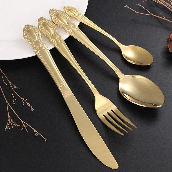 Couverts Occidentaux | Incanto - Designix Couverts de table 16 Couverts | Argent & Or