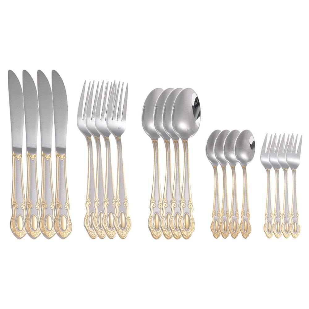 Couverts Occidentaux | Incanto - Designix Couverts de table 20 Couverts | Argent & Or