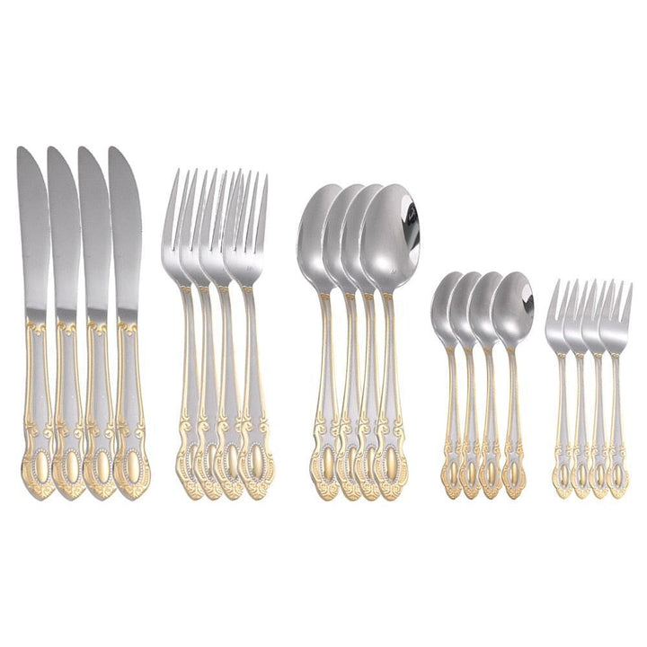 Couverts Occidentaux | Incanto - Designix Couverts de table 20 Couverts | Argent & Or
