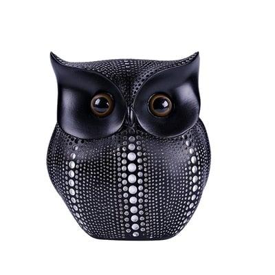 Hibou nordique doré Statue Figurine Résine Sculpture animalière | Designix - Amazon Noir - https://designix.fr/