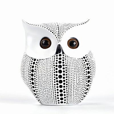 Hibou nordique doré Statue Figurine Résine Sculpture animalière | Designix - Amazon White - https://designix.fr/