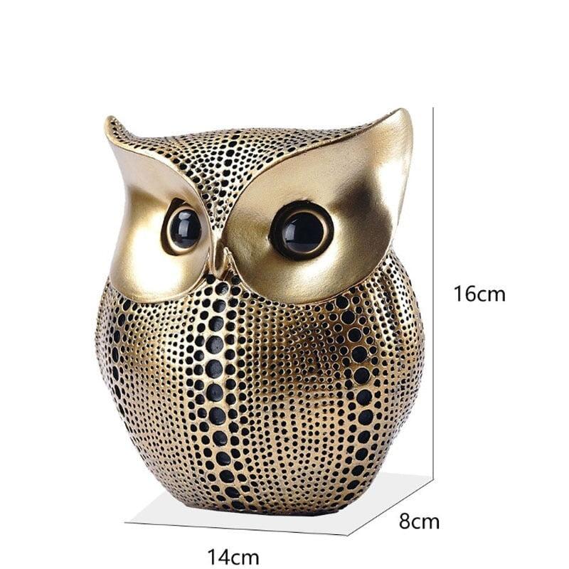 Hibou nordique doré Statue Figurine Résine Sculpture animalière | Designix - Amazon - https://designix.fr/