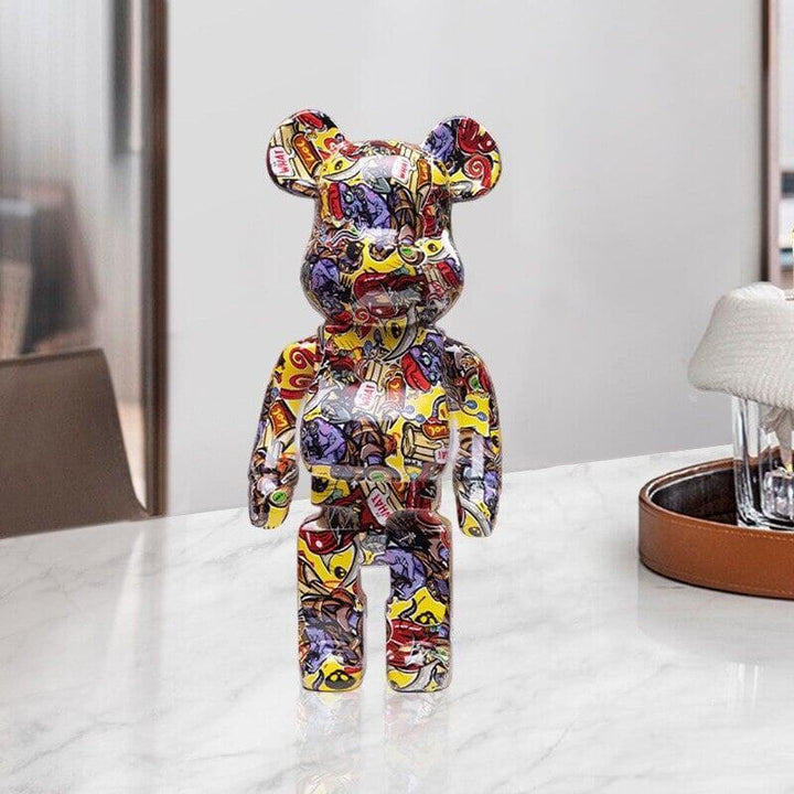 Figurine d'ours graffiti Décoration d'intérieur Statue d'animal Stockage Jarre à argent | Designix - Amazon L - https://designix.fr/