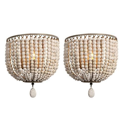 "Applique Rétro Perles Bois" | Designix - 2222 Blanc-2 pack China - https://designix.fr/