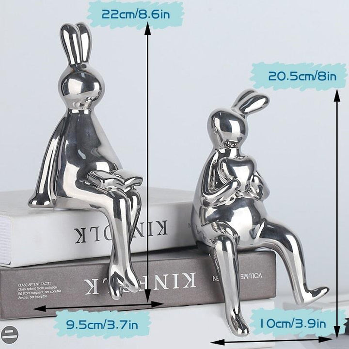 Figurines Animaux Résine Nordique | Aso - Designix Statuette Couple - Argent