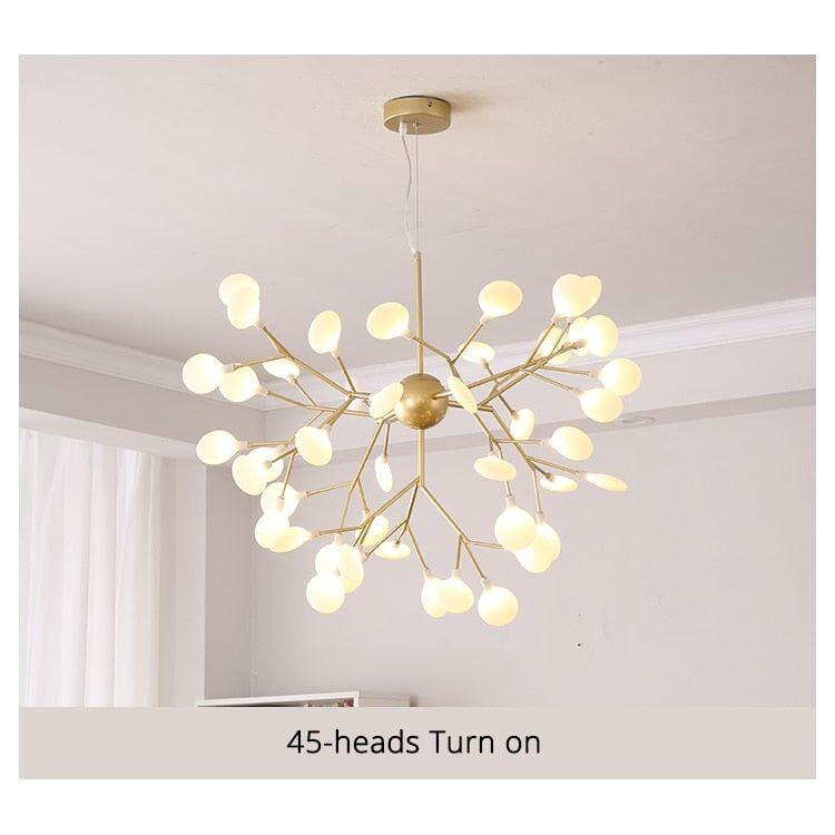 Suspension Luminaire Arbre | Lueur Sylvestre | Designix - Lustre Doré | Blanc Chaud 45 Têtes | 85x65 cm - https://designix.fr/