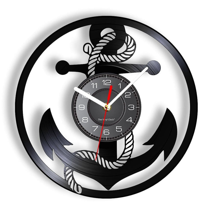Horloge Murale Design | Ancre de Bateau et Corde de Chanvre | Designix - Horloge murales Sans LED 30 cm  - https://designix.fr/