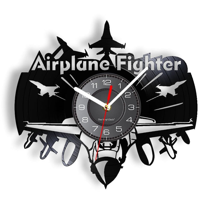 Horloge Murale Design | Avion de Chasse | Designix - Horloge murales Sans LED 30 cm  - https://designix.fr/