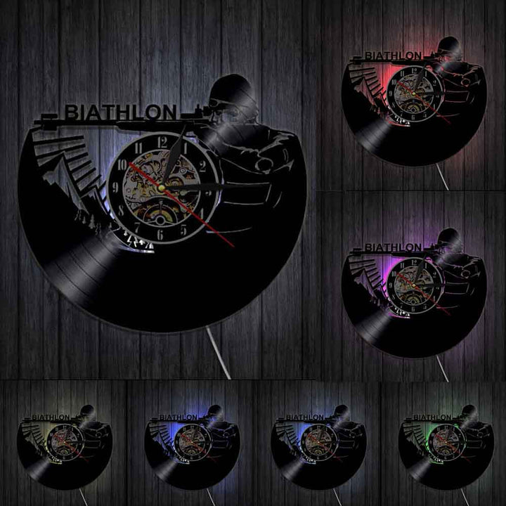 Horloge Murale Design | Biathlon Tir sur cible | Designix - Horloge murales Avec LED   - https://designix.fr/