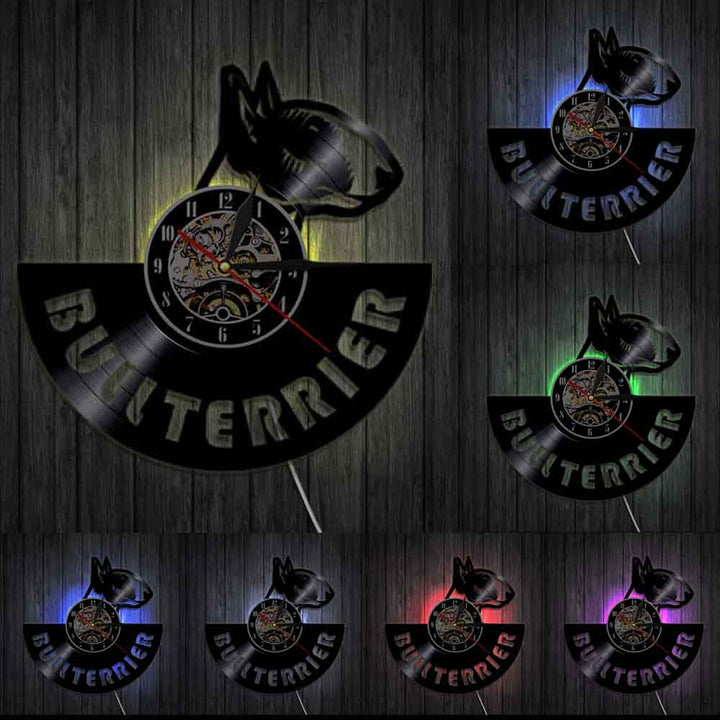 Horloge Murale Design | Bull Terrier | Designix - Horloge murales Avec LED   - https://designix.fr/