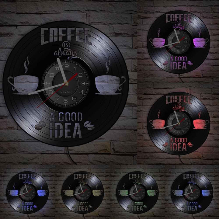 Horloge Murale Design | Café shop | Designix - Horloge murales Avec LED 30 cm  - https://designix.fr/