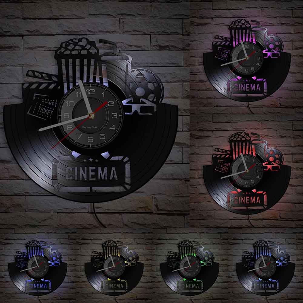 Horloge Murale Design | Cinéma | Designix - Horloge murales Avec LED 30 cm  - https://designix.fr/