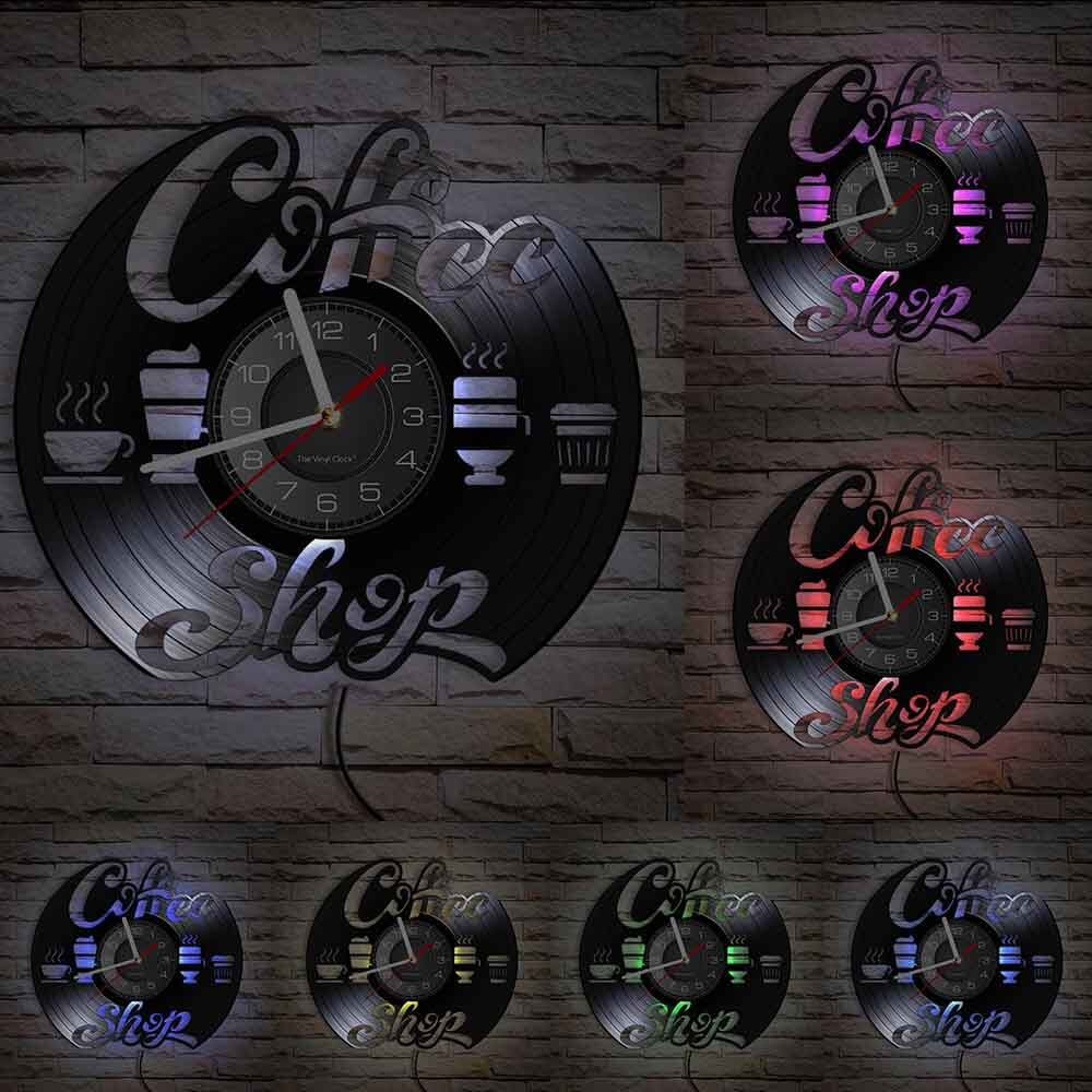Horloge Murale Design | Coffee Shop | Designix - Horloge murales Avec LED 30 cm  - https://designix.fr/