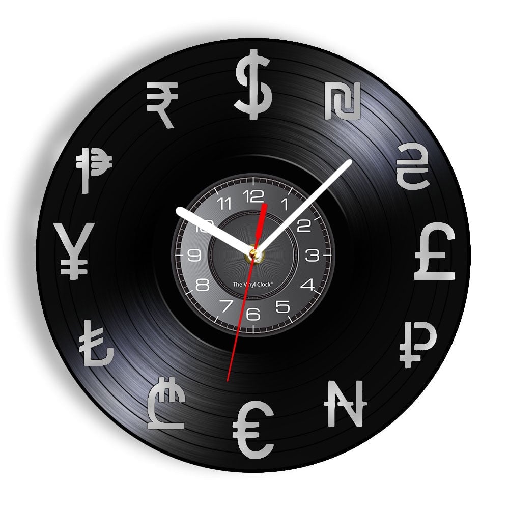 Horloge Murale Design | Devises Monétaires | Designix - Horloge murales Sans LED 30 cm  - https://designix.fr/