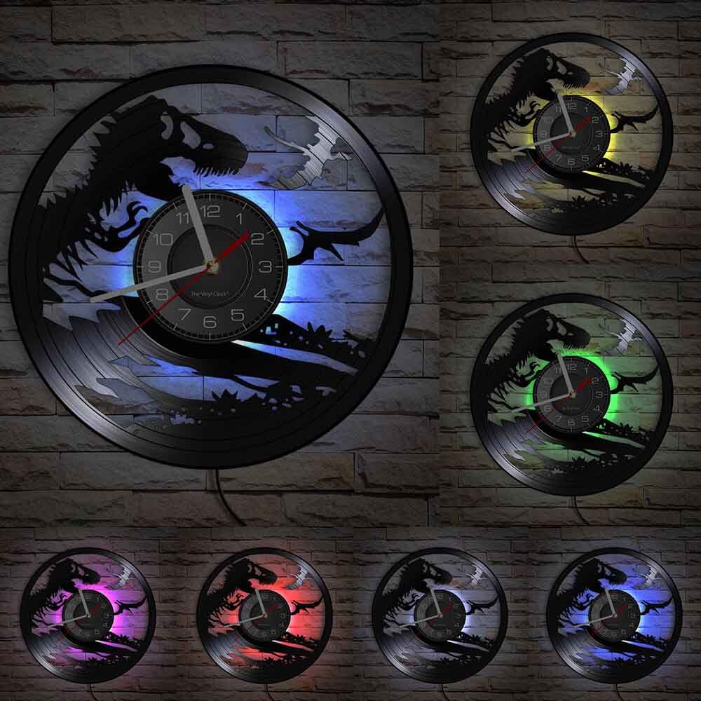 Horloge Murale Design | Dinosaure T-rex | Designix - Horloge murales Avec LED 30 cm  - https://designix.fr/