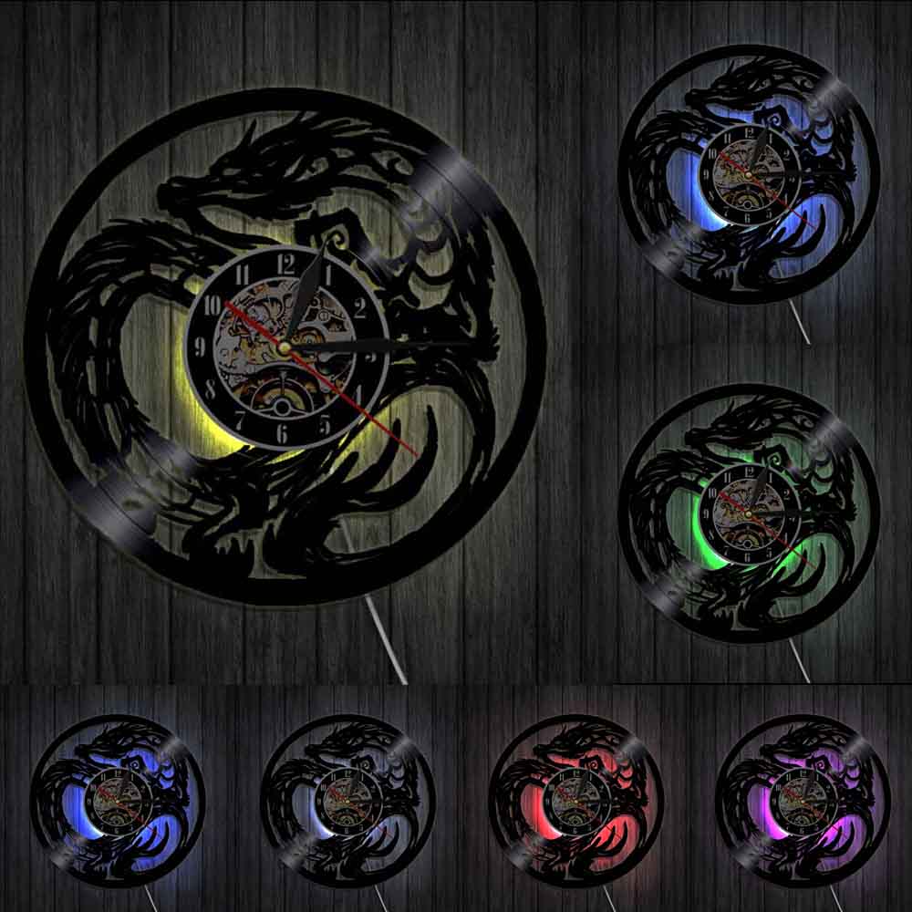 Horloge Murale Design | Dragon Mytique | Designix - Horloge murales Avec LED   - https://designix.fr/