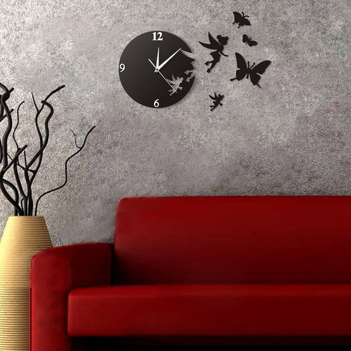 Horloge Murale Design | Fée et Papillons | Designix - Horloge murales    - https://designix.fr/