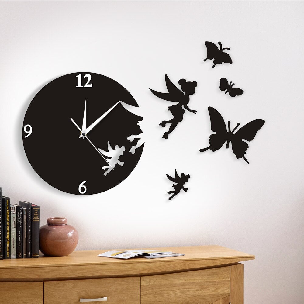 Horloge Murale Design | Fée et Papillons | Designix - Horloge murales    - https://designix.fr/