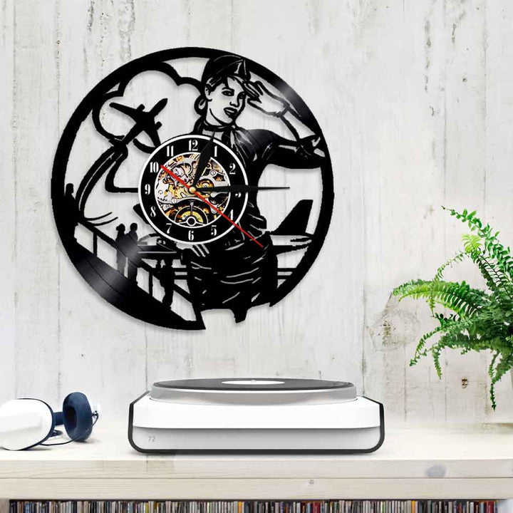 Horloge Murale Design | Hôtesse de l'Air | Designix - Horloge murales    - https://designix.fr/