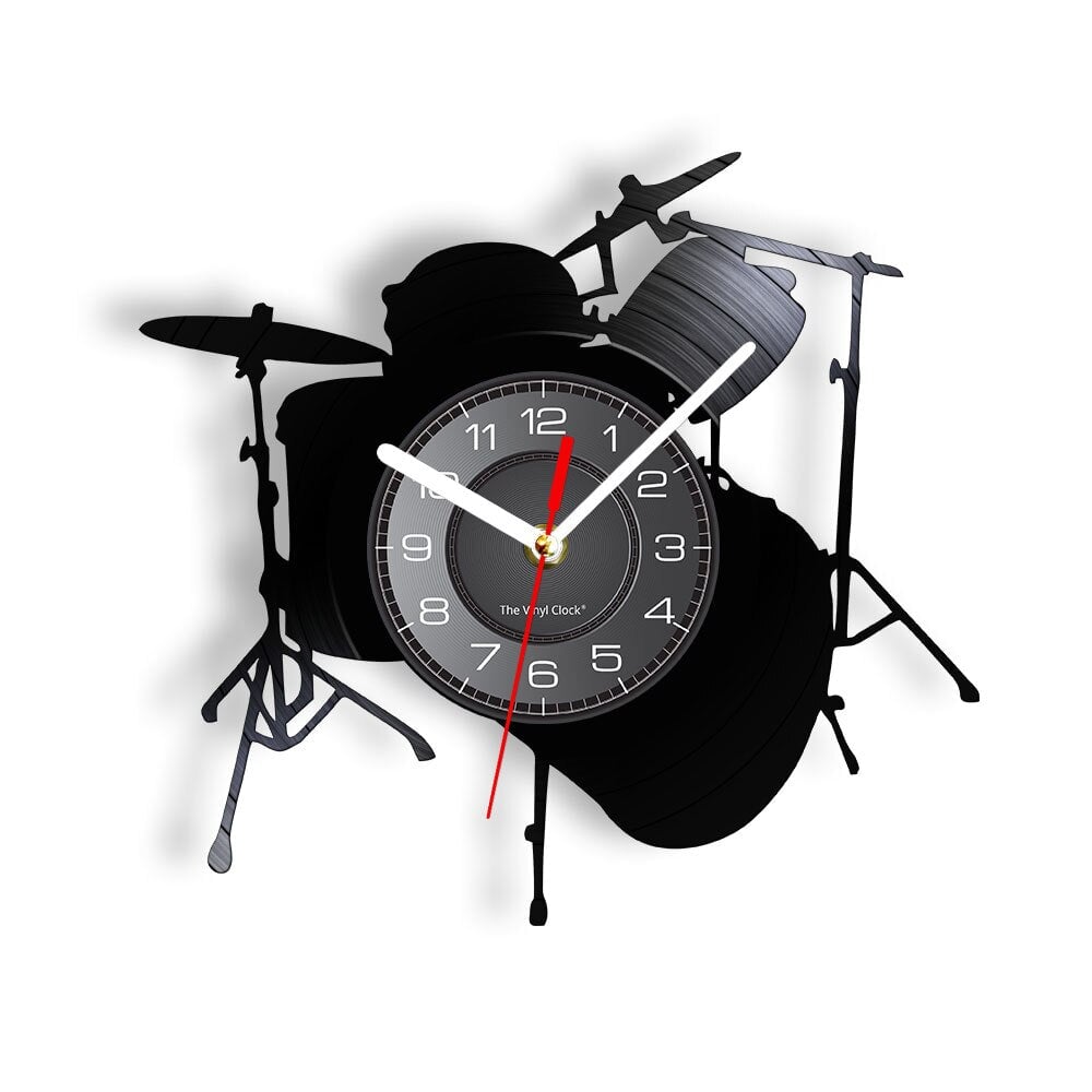 Horloge Murale Design | Instrument la Batterie | Designix - Horloge murales Sans LED 30 cm  - https://designix.fr/