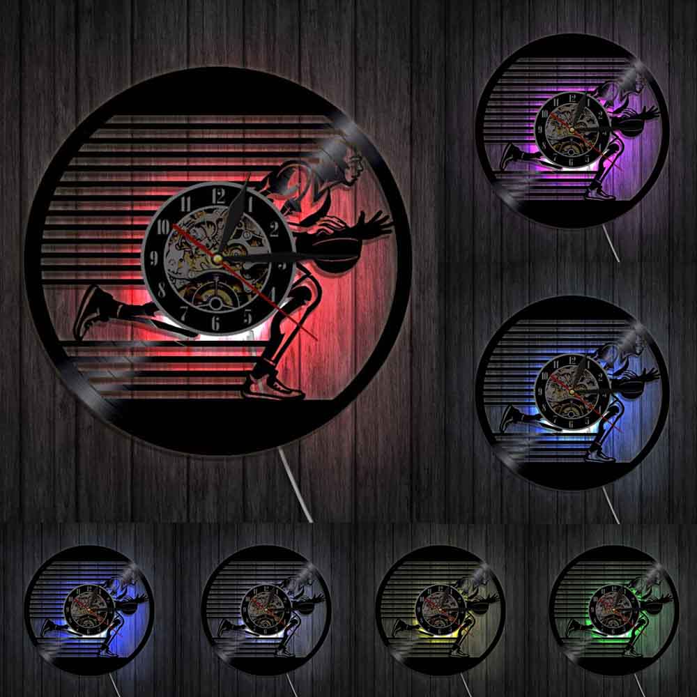 Horloge Murale Design | Joueur de Basket | Designix - Horloge murales Avec LED   - https://designix.fr/